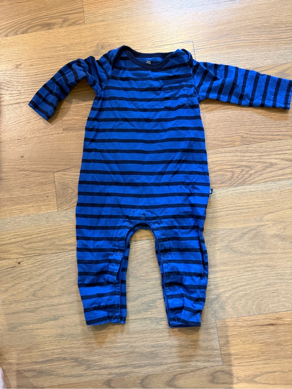 GAP Blue and Black Striped Long-Sleeve Baby One-Piece
